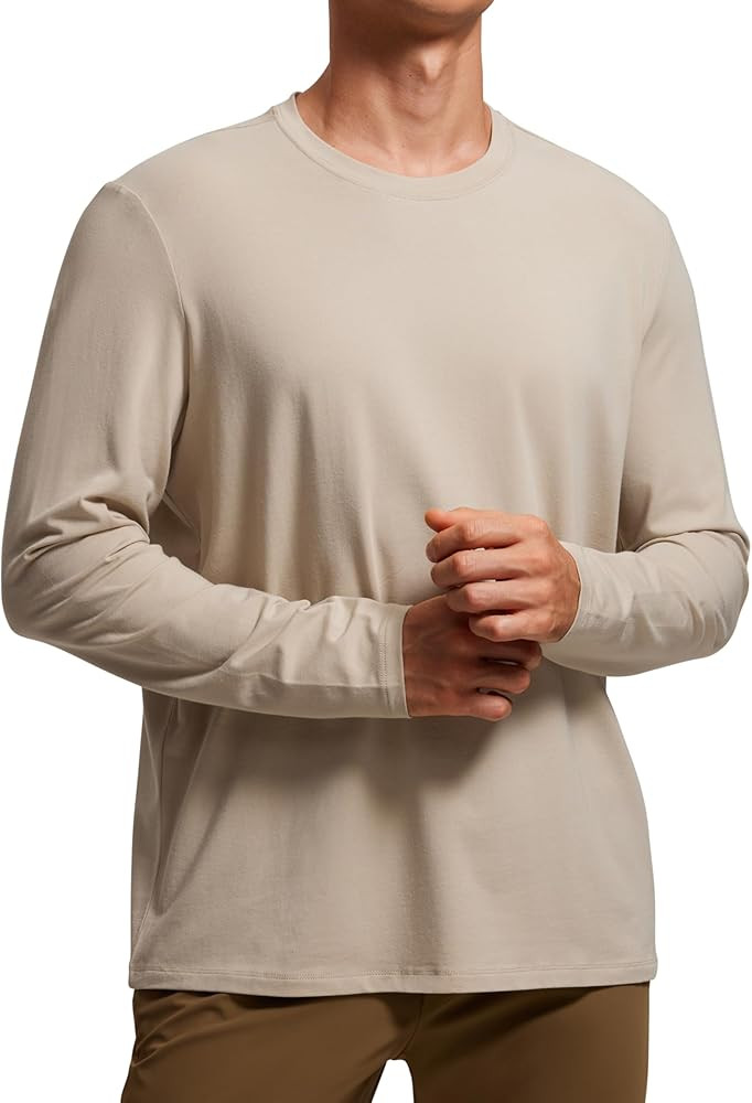 CRZ YOGA Pima Cotton Long Sleee Shirts for Men - Casual Crewneck T-Shirts Breathable Workout Dail... | Amazon (US)