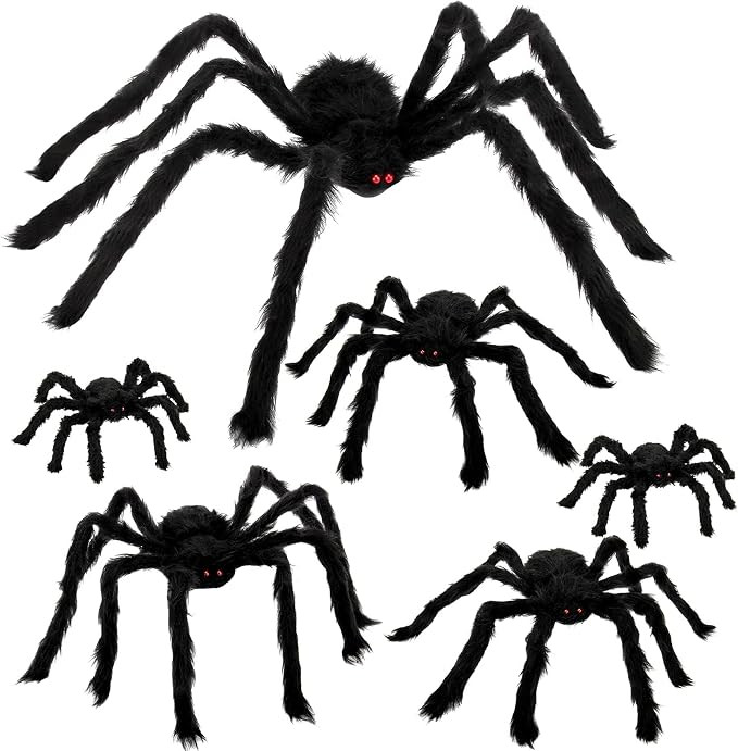 6 Pcs Large Scary Halloween Spider Decorations for Outdoor, Yard | Amazon (US)
