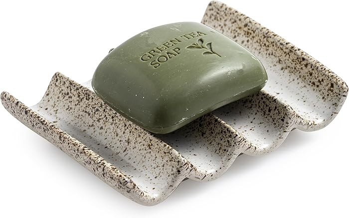 Soap Dish for Shower, Self Draining Bar Soap Holder for Shower, Ceramic Bathroom Soap Saver with ... | Amazon (US)