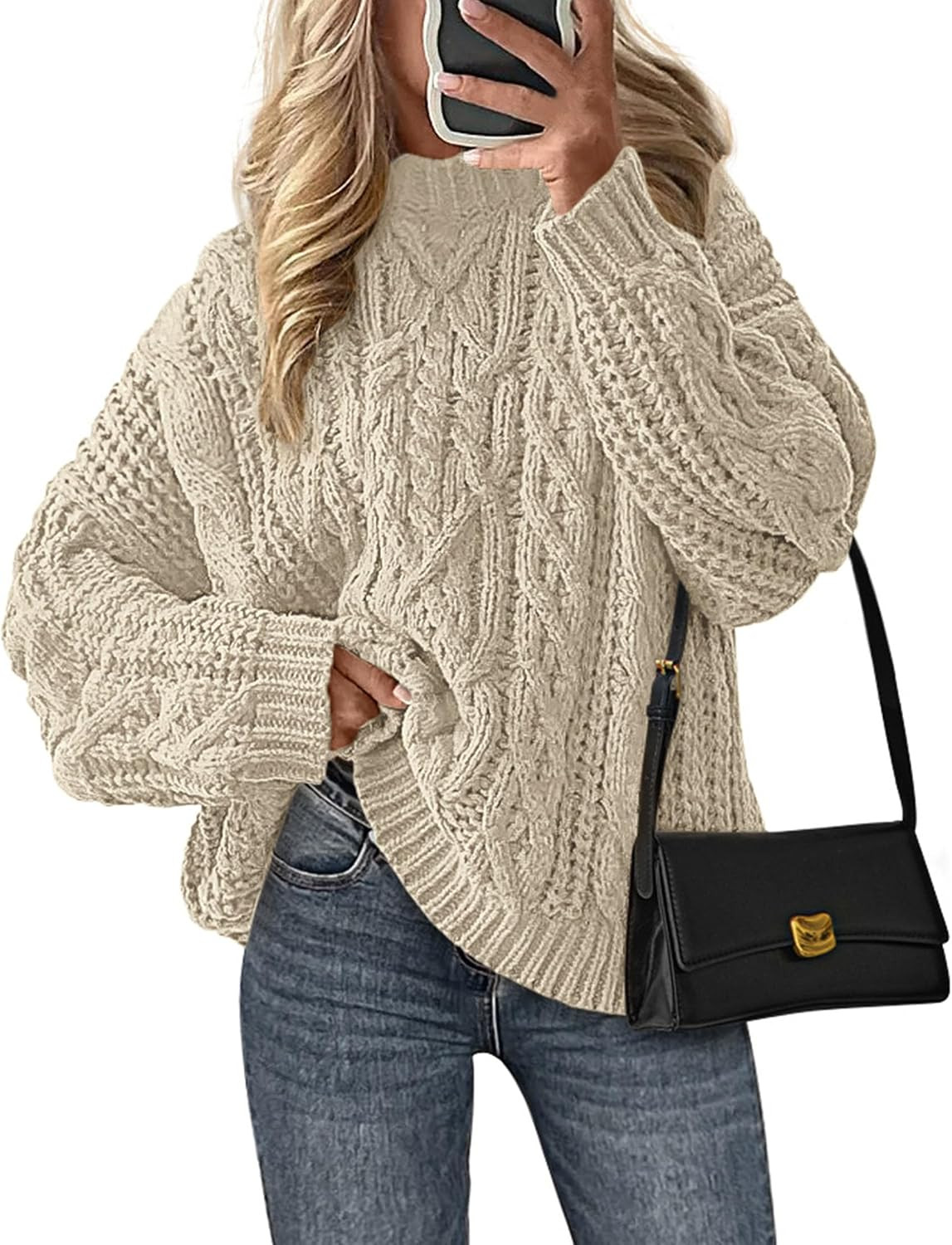 PRETTYGARDEN Womens Oversized Fall Sweaters Chunky Cable Knit Pullover Tops | Amazon (US)
