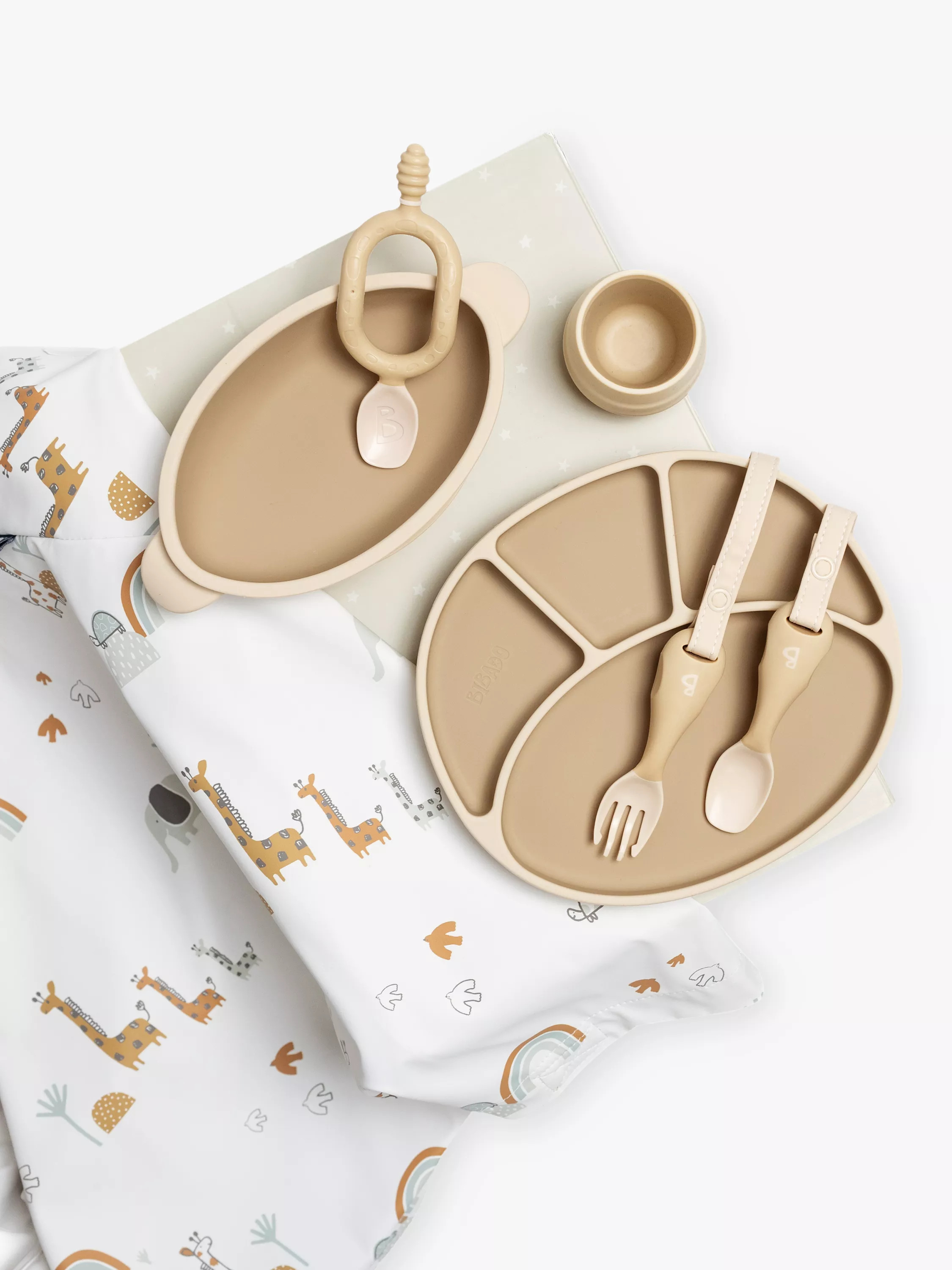 BibadoCoverall, Plate, Bowl, Dippit, Cutlery and Cup Silicone Weaning Bundle | John Lewis (UK)