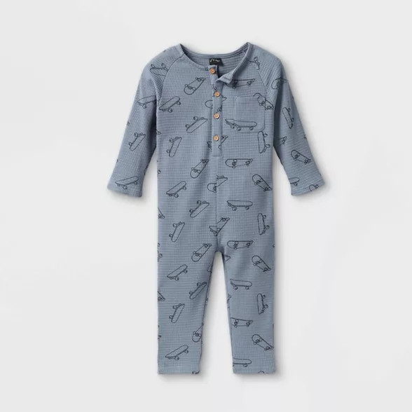 Toddler Boys' 'Skateboard' Long Sleeve Jumpsuit - art class™ Light Blue | Target