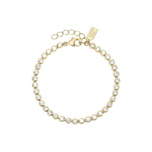 Electric Picks Bezel Tennis Bracelet for Women, 14k Gold Plated 3mm Bezel-Set Stone Chain Bracelet, 6.5" with 1.25" Extender, Tarnish-Resistant Everyday Jewelry | Amazon (US)