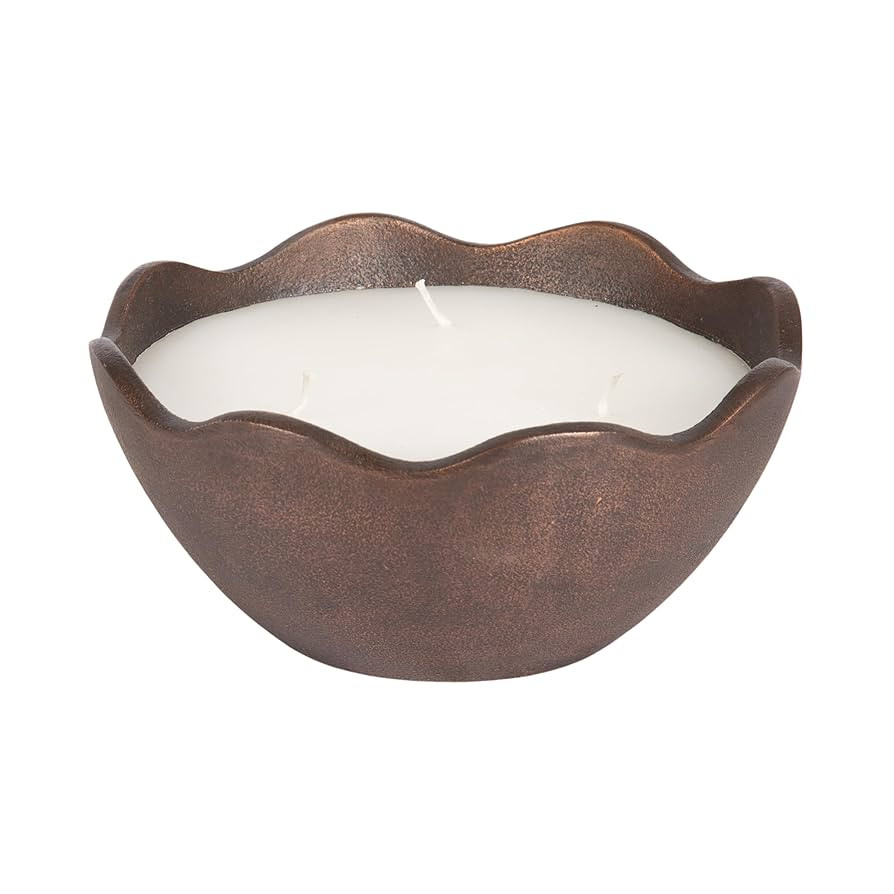 Kate and Laurel Alessia Scalloped Round Metal Candle Bowl, 8 Inch Diameter, Bronze, Modern Three-... | Amazon (US)