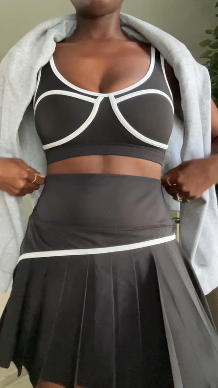 Sporty chic tennis skirt workout set with cutout top and pleated skirt. The built-in shorts are so comfortable. I’m wearing a small and the top and in the bottom. Graphic socks baddie socks are so good!

#LTKFindsUnder100 #LTKActive #LTKTravel