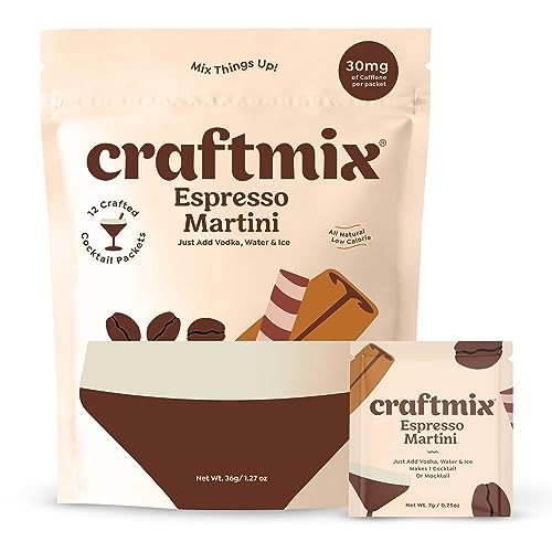 Craftmix Espresso Martini, Makes 12 Drinks, Skinny Cocktail Mixers - Mocktail Drink Mixers - Martini Mix With Real Coffee - Vegan Low-Carb, Low-Sugar, Non-GMO, Dairy Free, Gluten Free, Easy to Mix | Amazon (US)