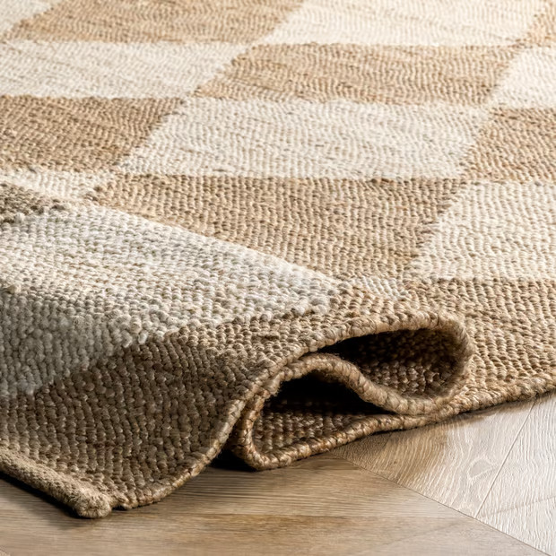 Natural Louie Diamond Checkerboard Jute 2' x 8' Area Rug | Rugs USA