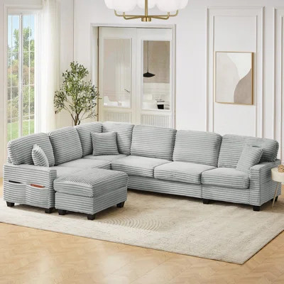 Sectional Sofa Sectional 125.2" Upholstered Sofa With A Movable Ottoman And Side Storage Pockets For Living Room | Wayfair North America