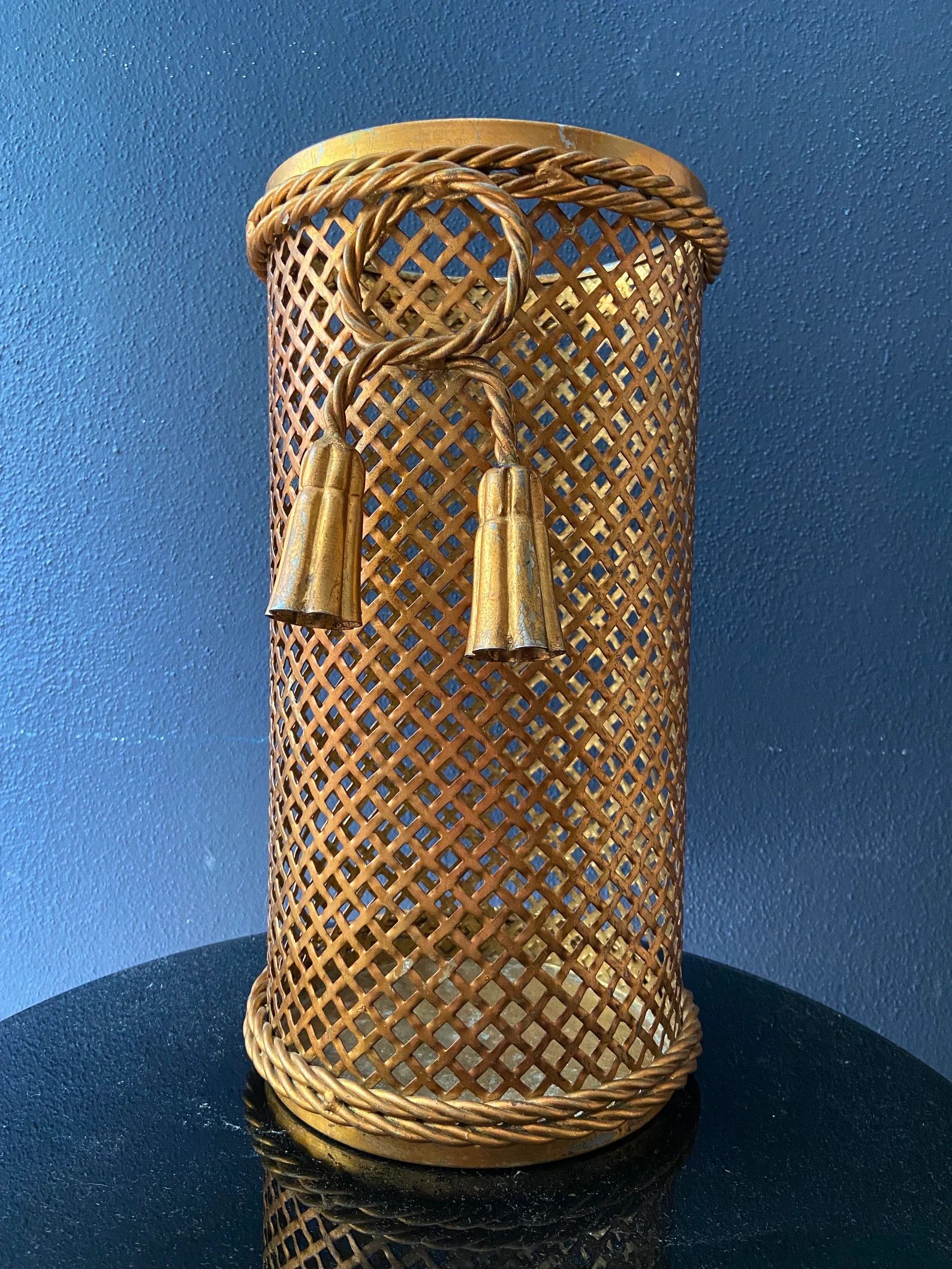 Li Puma Hollywood Regency Gilded Umbrella Stand Basket, Italy, 1950s - Etsy | Etsy (US)