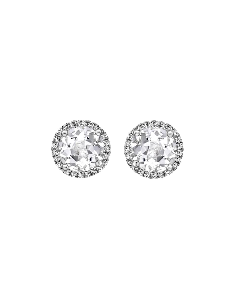 Grace 18k White Gold Topaz Diamond Stud Earrings | Neiman Marcus