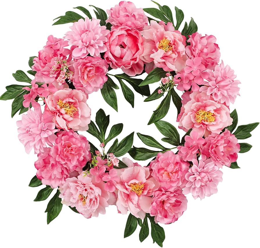 WELL KNOWN Spring Wreaths for Front Door,Peony Wreath for Front Door,Porch Outside Indoor, Wall W... | Amazon (US)