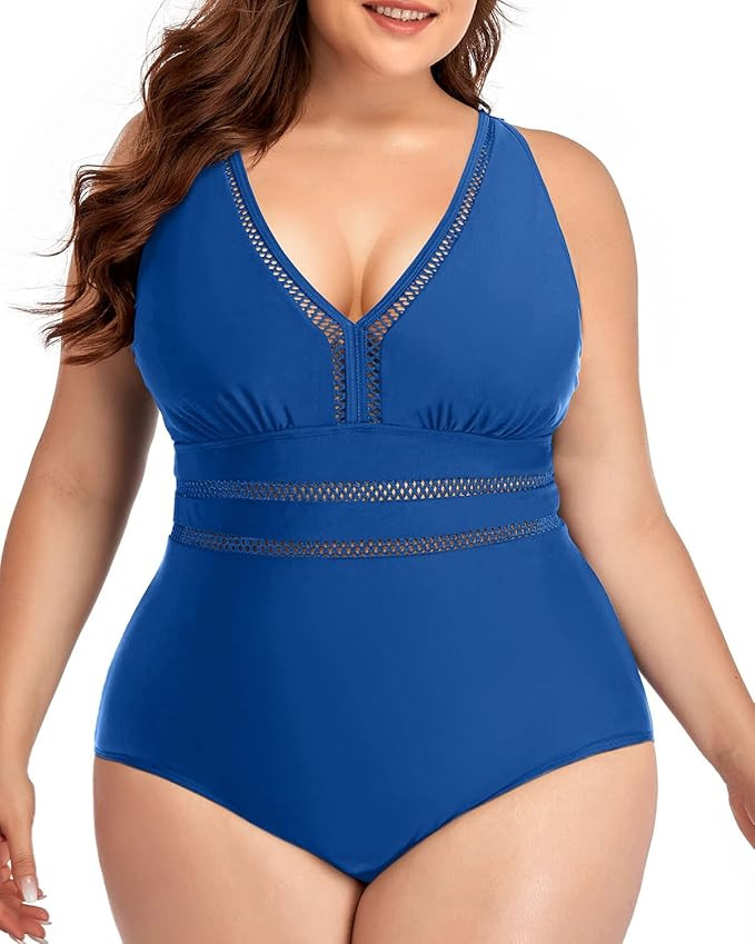 Daci Women Plus Size One Piece Swimsuits Sexy V Neck Backless Bathing Suit | Amazon (US)