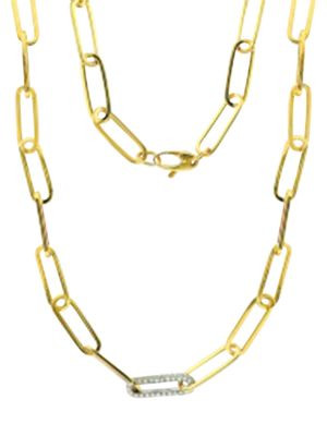 Effy ENY 14K Yellow Goldplated Sterling Silver &amp; 0.41 TCW Diamond Chain Link Necklace on SALE... | Saks Fifth Avenue OFF 5TH