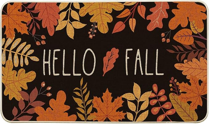 Artoid Mode Hello Fall Maple Leaves Decorative Doormat, Seasonal Autumn Harvest Vintage Thanksgiv... | Amazon (US)