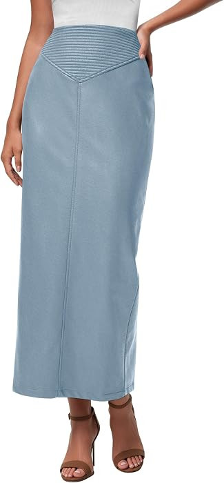PRETTYGARDEN Women's Faux Leather High Waisted Maxi Skirts | Amazon (US)