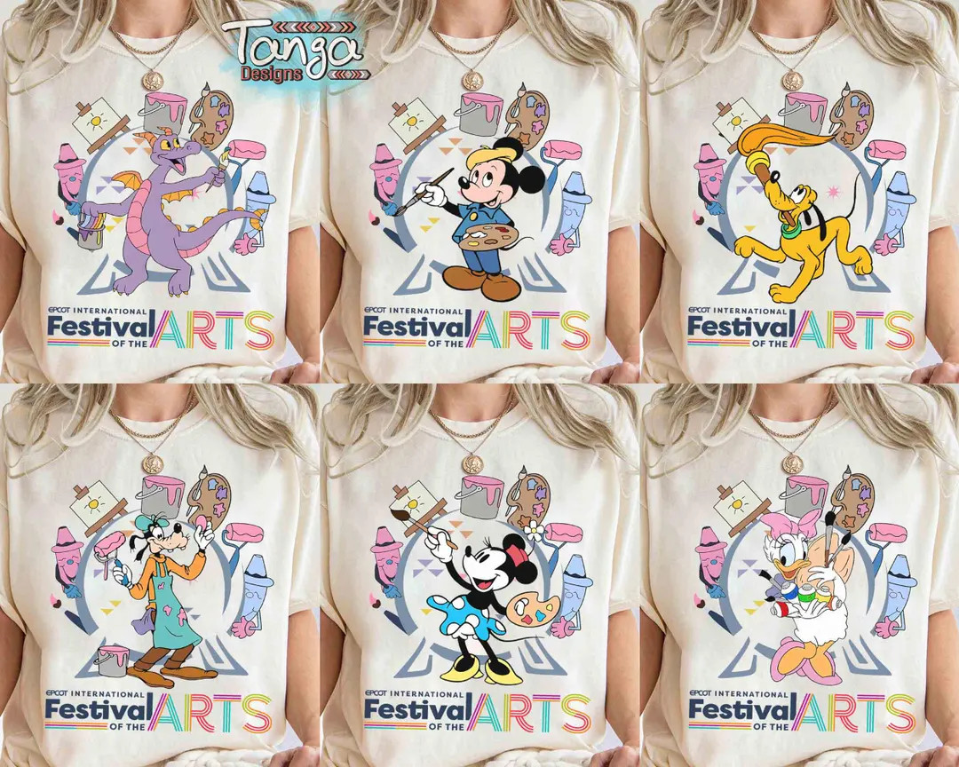 Cute Mickey and Friends Artist T-shirt, Disney Epcot International Festival of the Arts 2024 Matc... | Etsy (US)