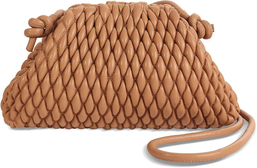 ELDA Dumpling Bag for Women Quilted Clutch Handbag Cloud Purse Fashion Ruched Bag Handmade Leathe... | Amazon (US)