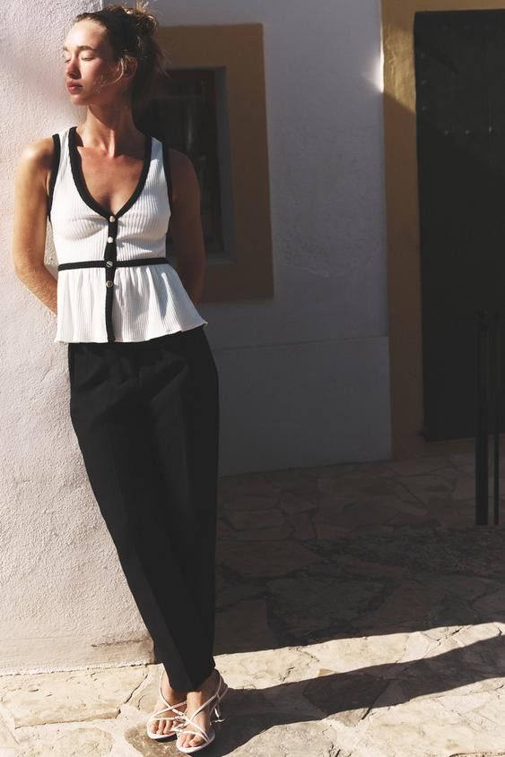 RIBBED BUTTON TOP | Zara US