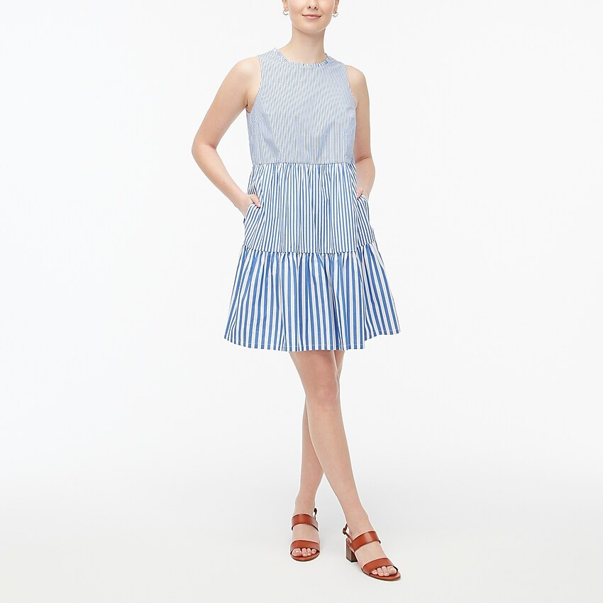 Sleeveless tiered mini dress in cotton poplin | J.Crew Factory