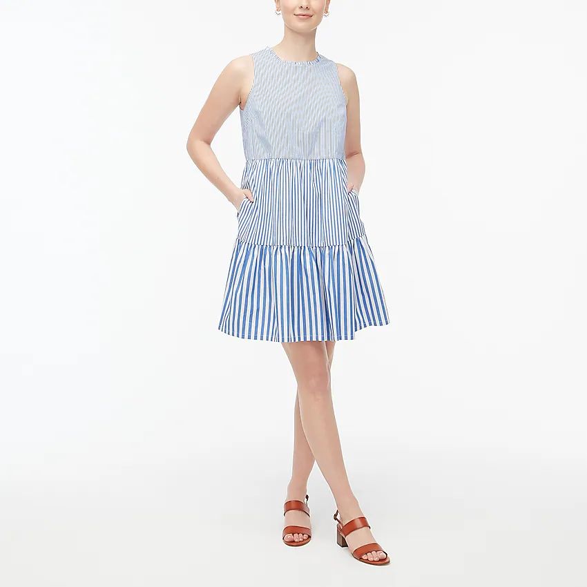 Sleeveless tiered mini dress in cotton poplin | J.Crew Factory