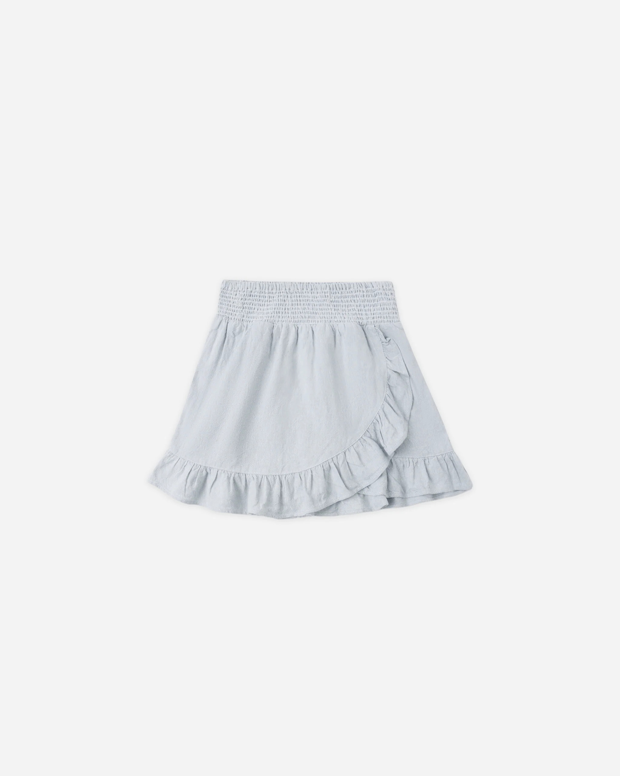 Wrap Ruffle Skirt Heathered Light Blue | Rylee + Cru