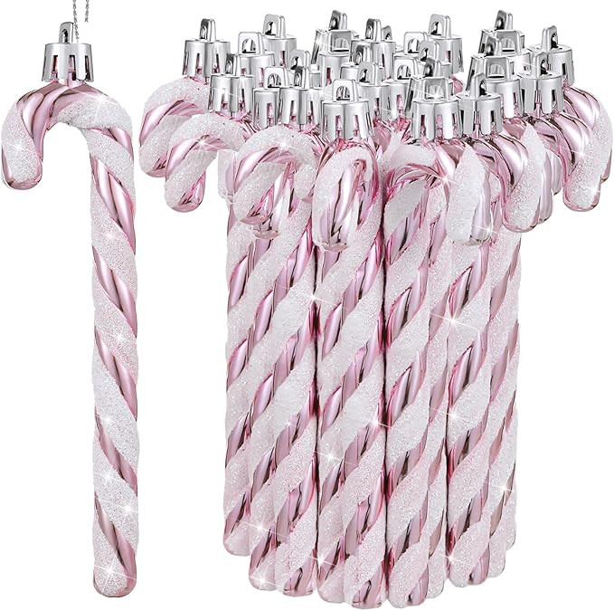 Sotiff Christmas Candy Canes Ornaments Plastic Glitter Candy Cane Christmas Tree Hanging Decorati... | Amazon (US)
