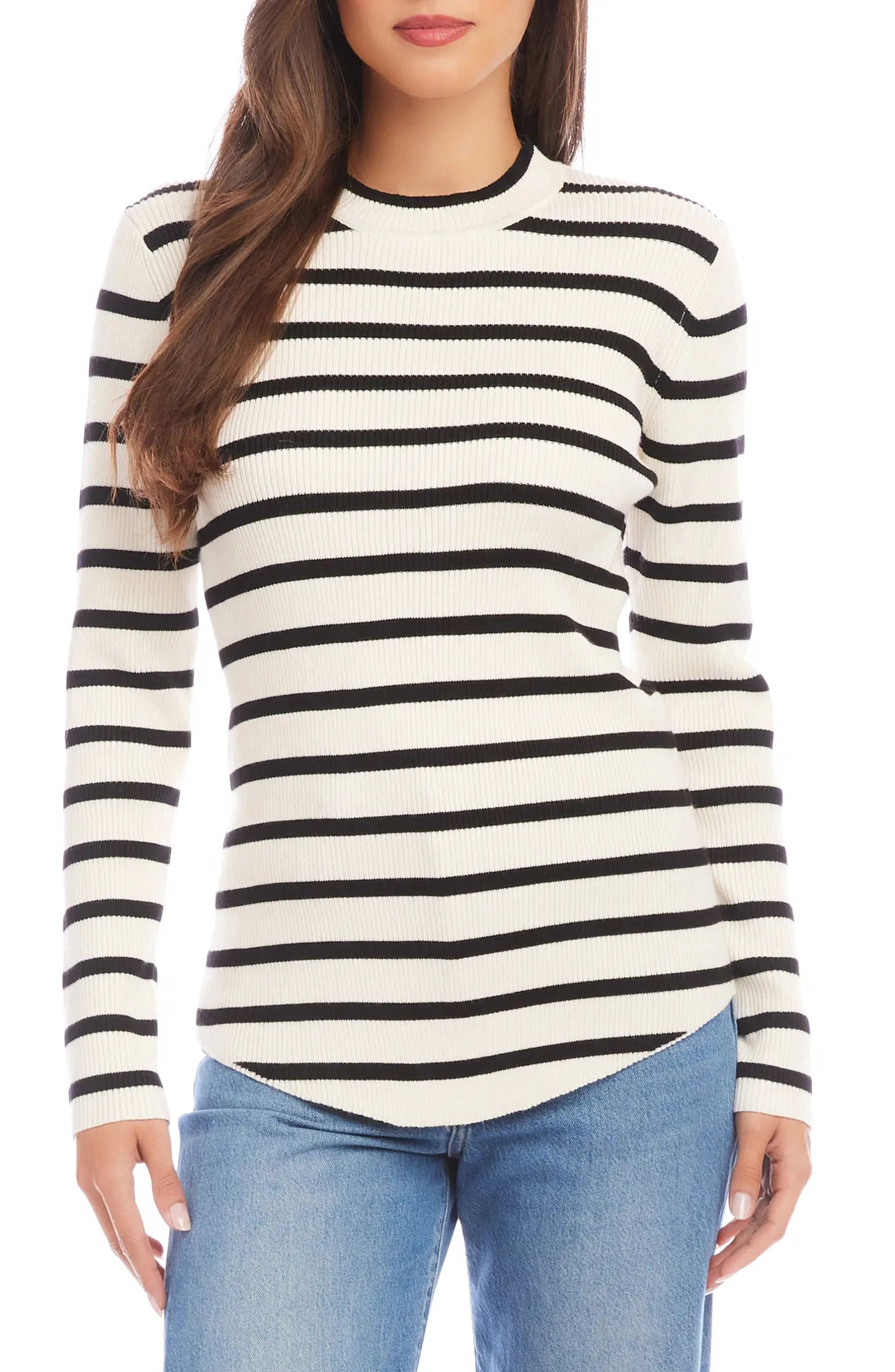 Karen Kane Mariner Stripe Shirttail Sweater | Nordstrom | Nordstrom