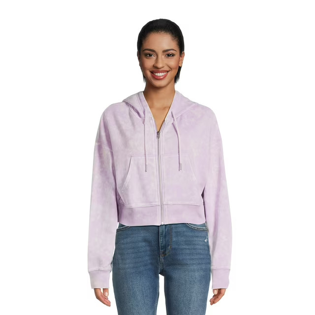 No Boundaries Juniors' Mineral Wash Zip Up Hoodie, Sizes XS-XXXL | Walmart (US)