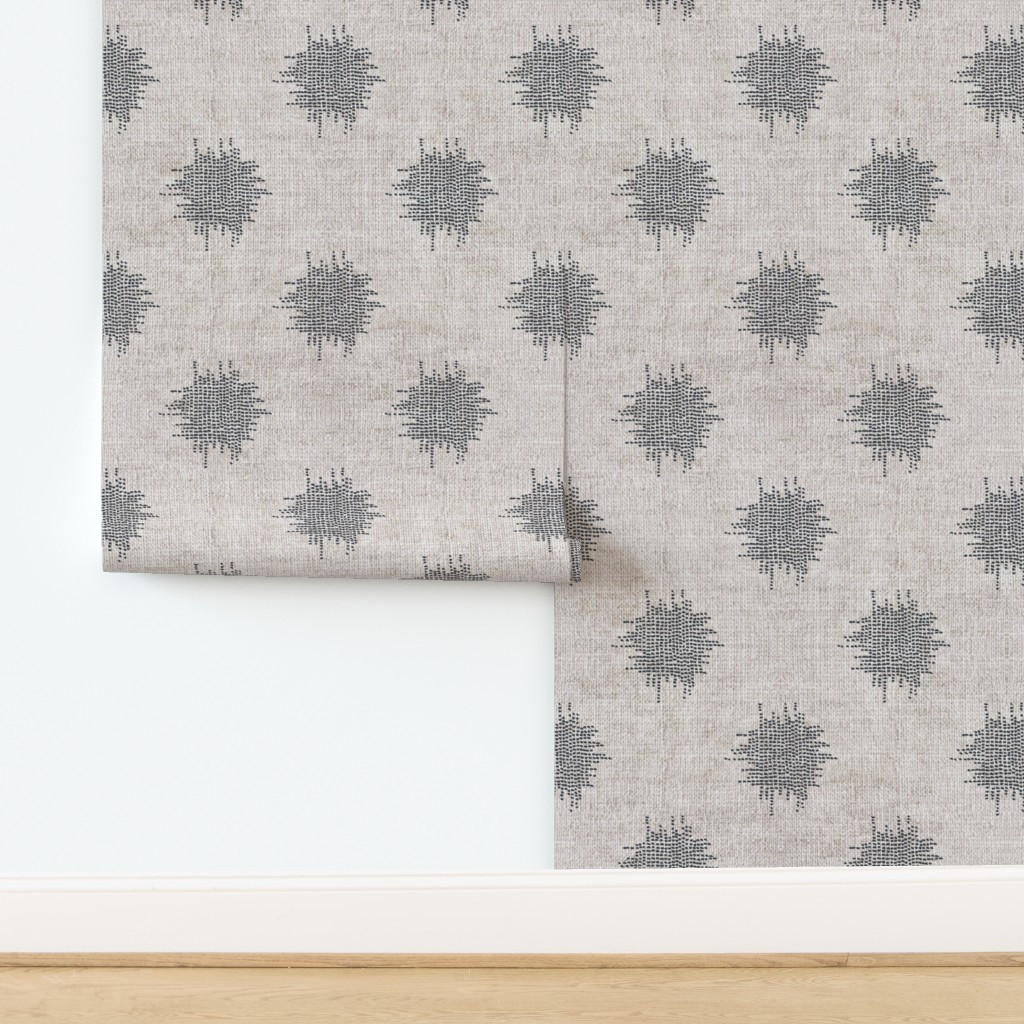 Wallpaper in FRENCH LINEN IKAT DOT | Spoonflower