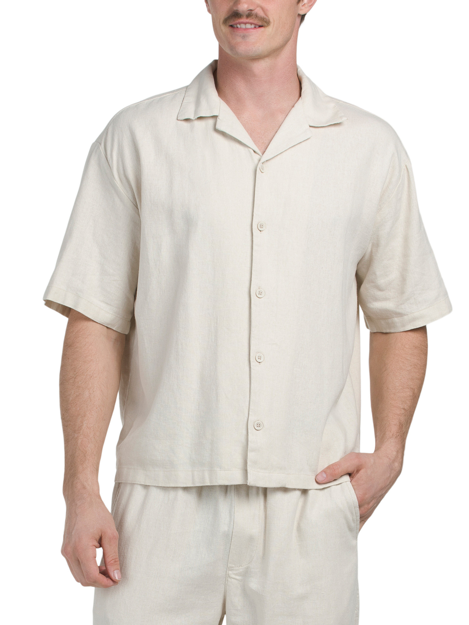 Linen Blend Camp Shirt | TJ Maxx