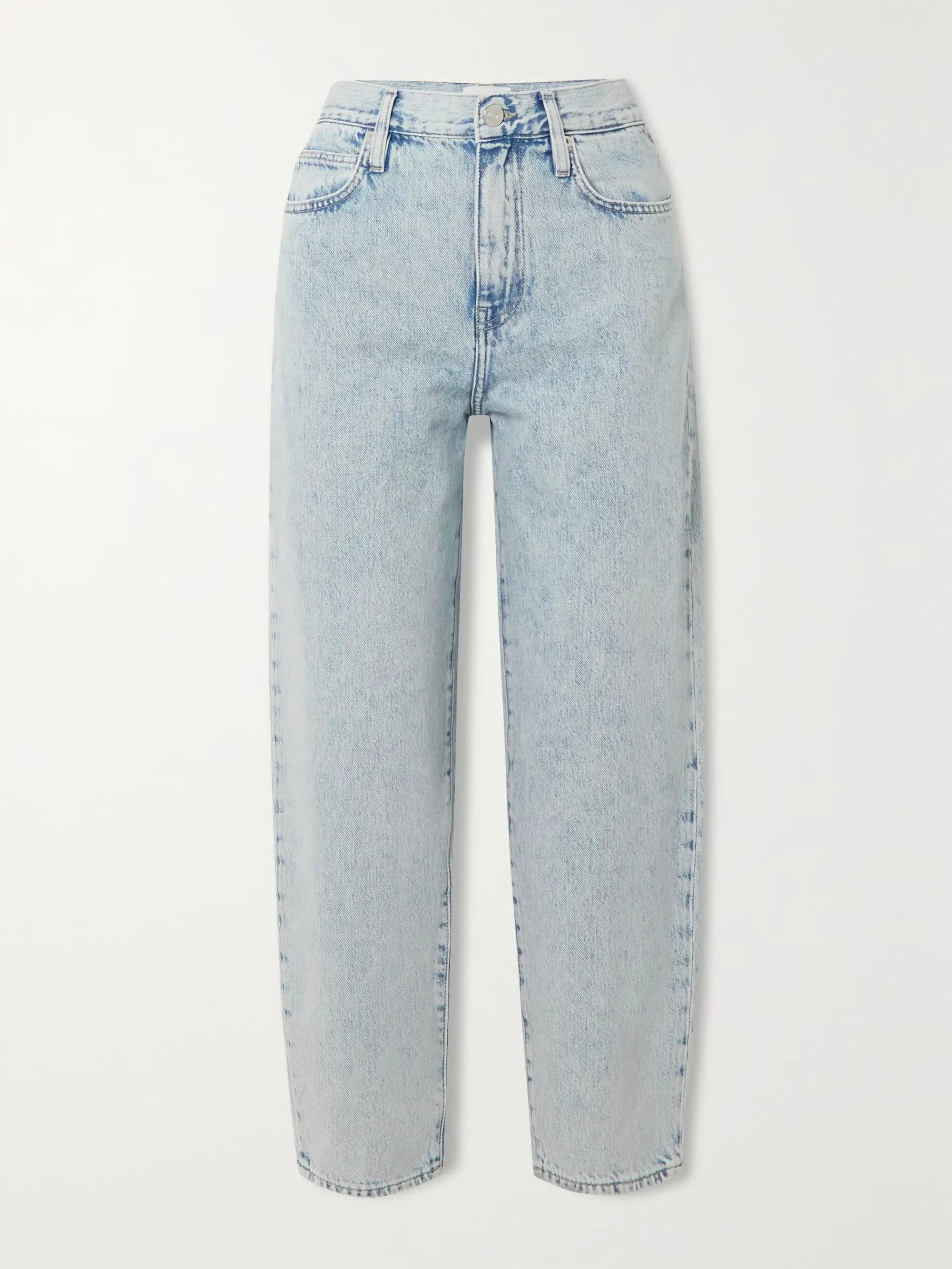 Light denim Barrel high-rise tapered jeans | FRAME | NET-A-PORTER | NET-A-PORTER (US)
