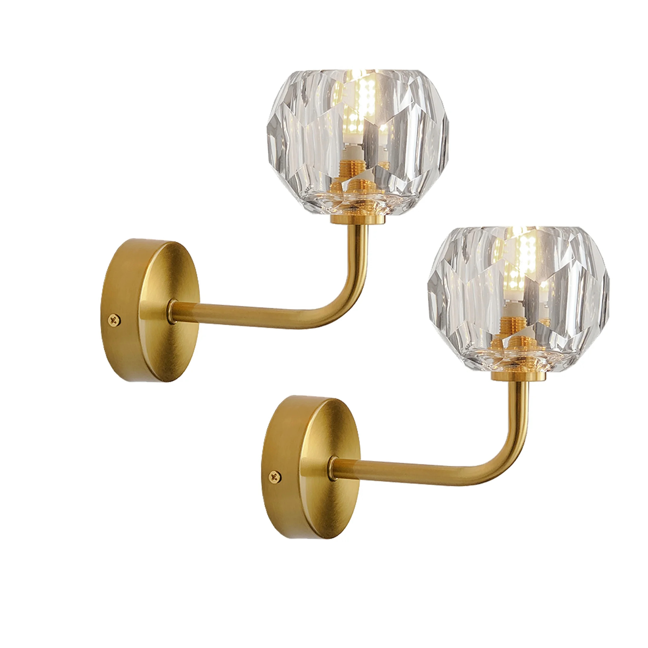 CAMOTUSE Vintage Wall Sconces Set of 2 Antique Brass Wall Lights Gold Glass Sconces Indoor Bedroo... | Walmart (US)