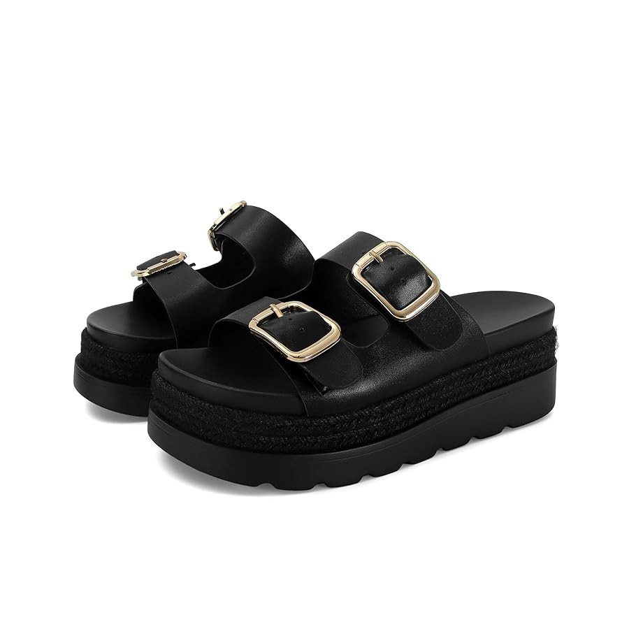 DOEYG Platform Wedges Sandals for Women Summer Beach Raffia Slide Sandals Comfortable Casual Wove... | Amazon (US)