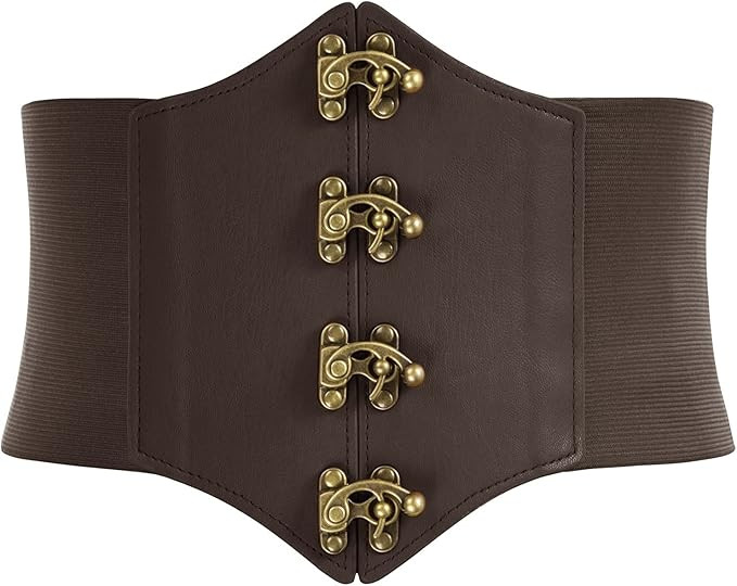 Scarlet Darkness Womens Steampunk Pirate Costumes Corset Belts Retro Buckle Wide Waist Cincher | Amazon (US)