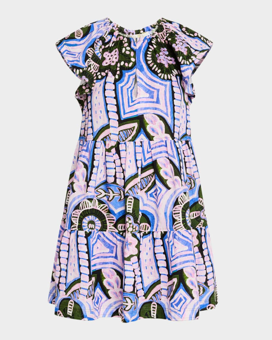 Marie Oliver Kara Tiered Abstract-Print Cutout Mini Dress | Neiman Marcus