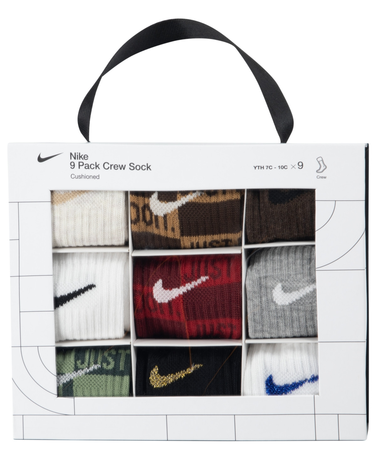 Nike Little Kids Holiday Crew Socks Box Set, 9-Pack - White | Macy's