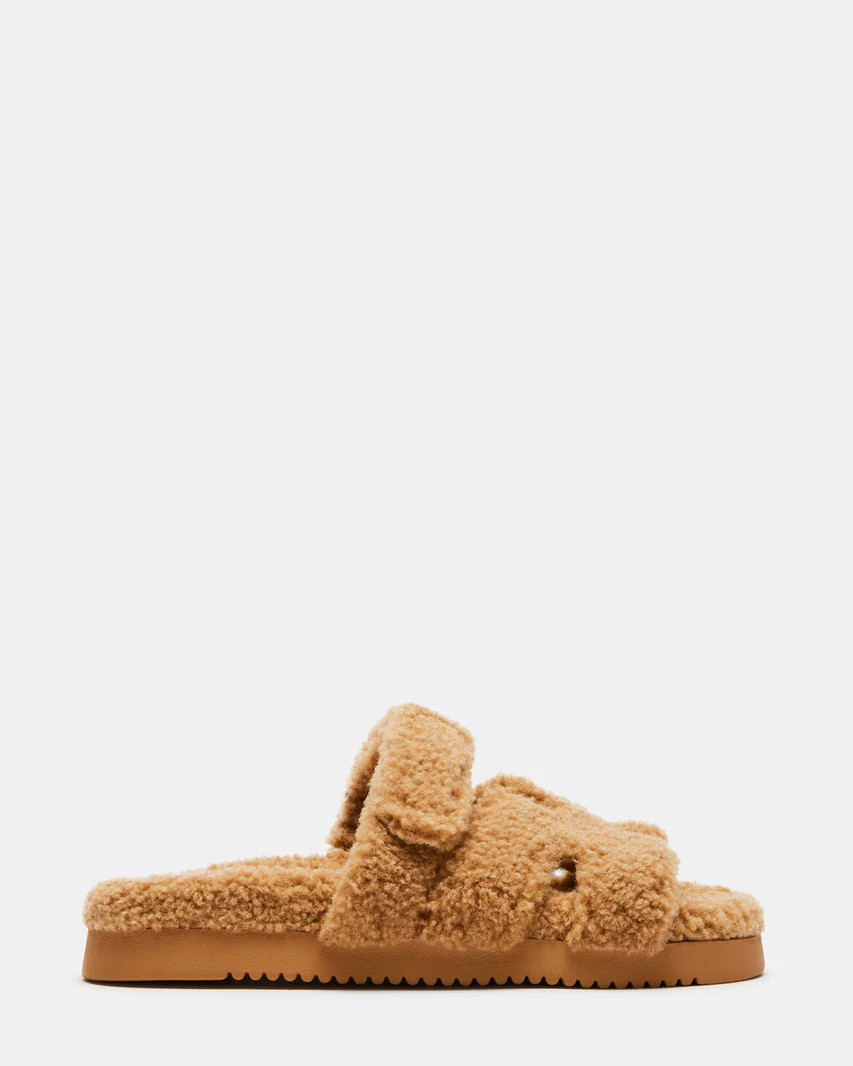 MAYVEN Camel Faux Shearling Slide | Women's Slip-Ons | Steve Madden (US)