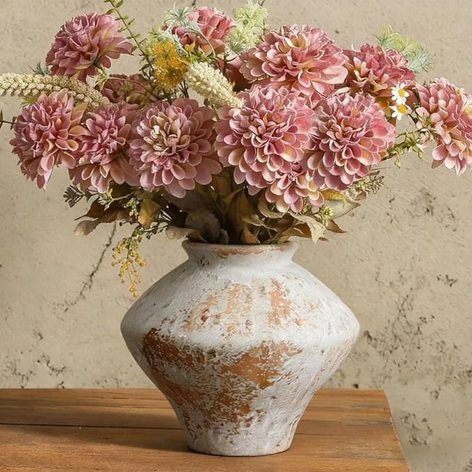 Rustic Ceramic Vase,Vintage Flower Vase,Rustic Vase,Farmhouse Decorative Vases for Home Decor, Ta... | Amazon (US)