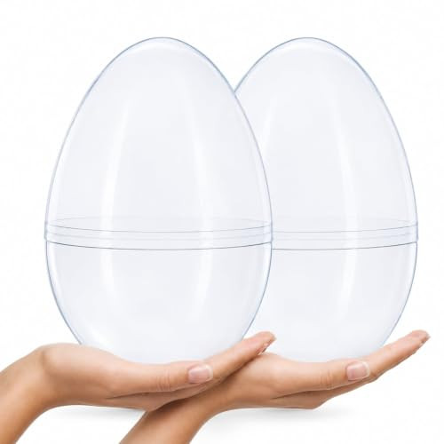 Set of 2 Giant Transparent Jumbo Size Clear Plastic Easter Eggs 10 Inches | Amazon (US)