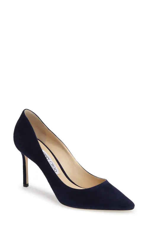 Jimmy Choo Romy 85 Suede Pump in Navy Suede at Nordstrom, Size 39 | Nordstrom