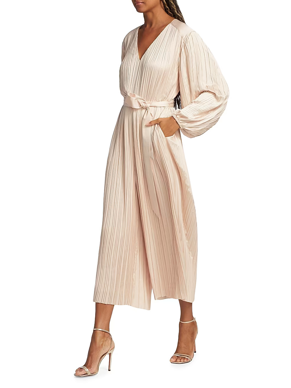 Belted Pleated Wide-Leg Jumpsuit | Saks Fifth Avenue