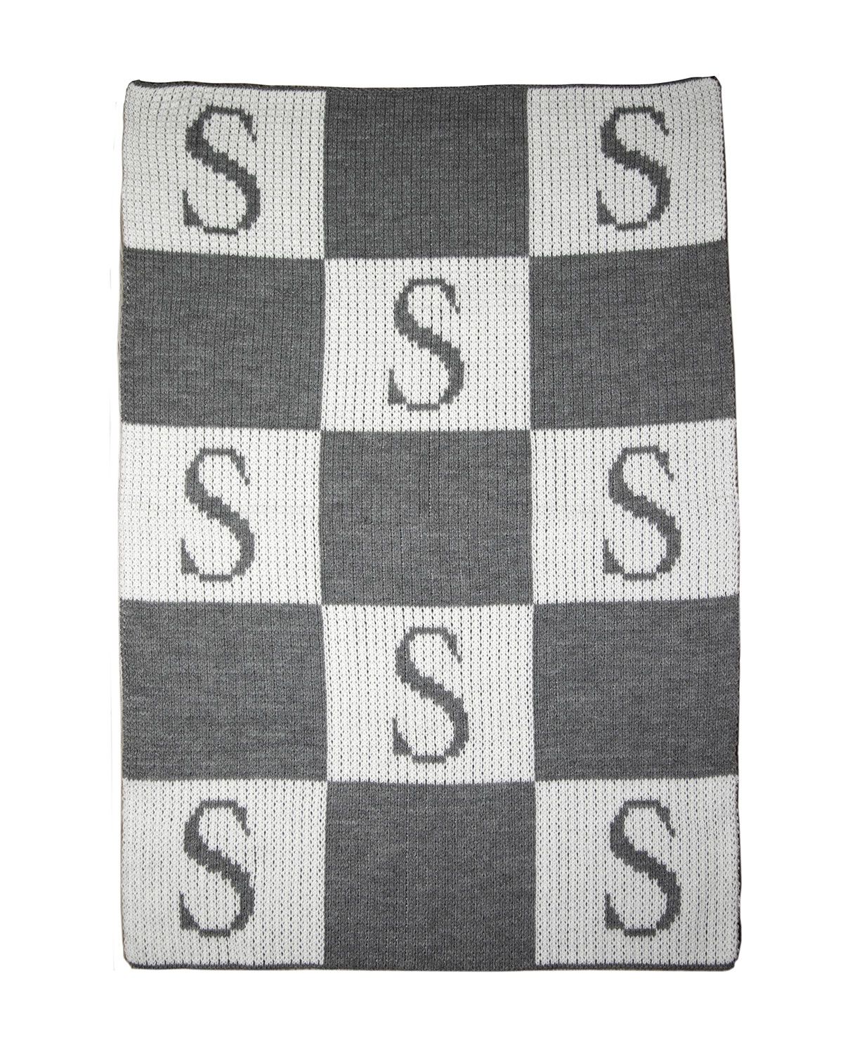 Personalized Check Colorblock Baby Blanket, Gray | Neiman Marcus
