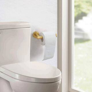 ruiling Wall Mounted Single Arm Toilet Paper Holder in Stainless Steel Golden ATK-198 - The Home ... | The Home Depot