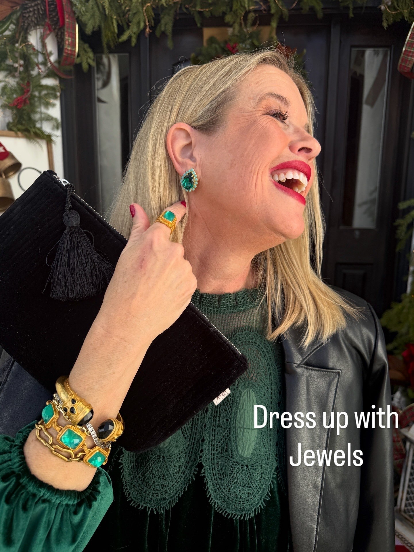 Dressed up in Jewels 

Let’s sparkle this Holiday season and into the New year!

Most are Julie Voss

My earrings are Anthropologie 

Clutch is quilted Koala with tassel, $35 save 20% off with code DARCY20 

Velvet and lace dress that also comes in a top with short or long sleeve.  (Free people inspired) awesome quality and fits tts 
Comes in several colors 

Lip color is Thrive color Linda 


#LTKHoliday #LTKOver40 #LTKSaleAlert