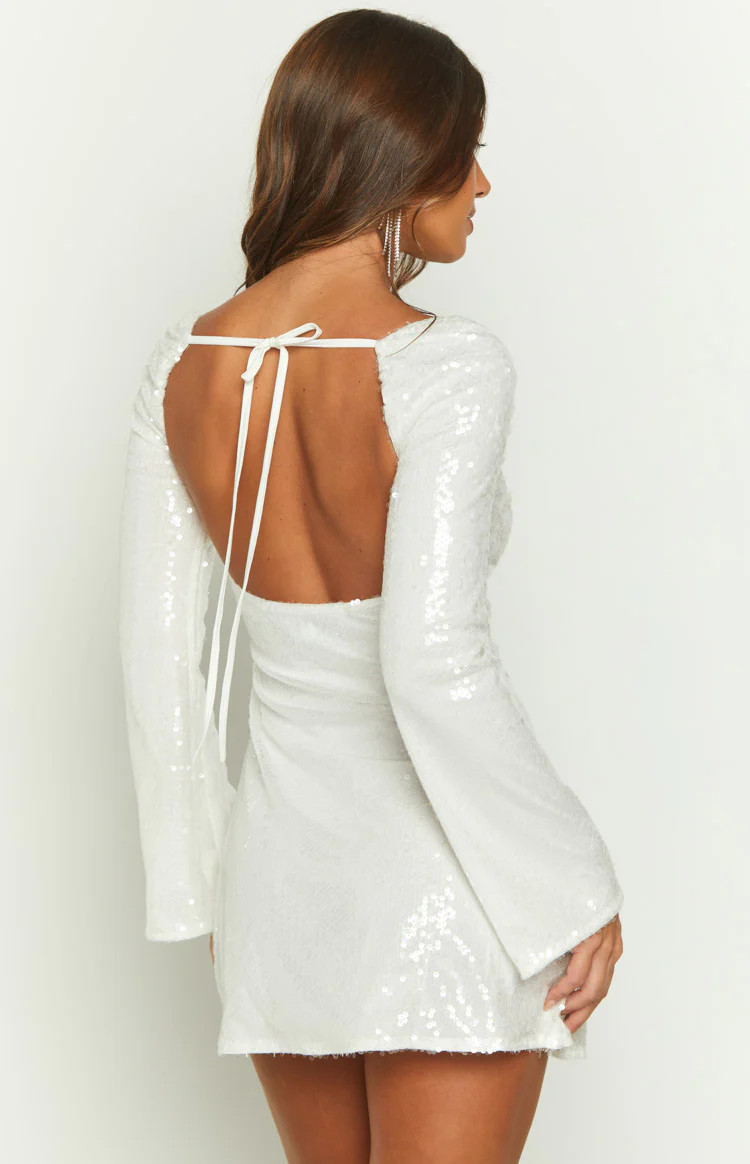 Marienne White Sequin Mini Dress | Beginning Boutique (AU)