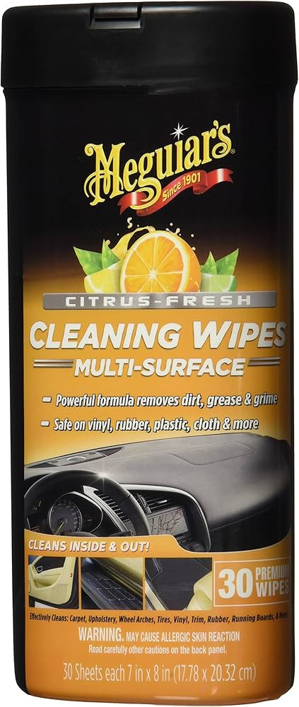 Meguiar's Citrus-Fresh Cleaning Wipes - Multi-Surface Wipes Removes Dirt, Grease, and Grime on a ... | Amazon (US)