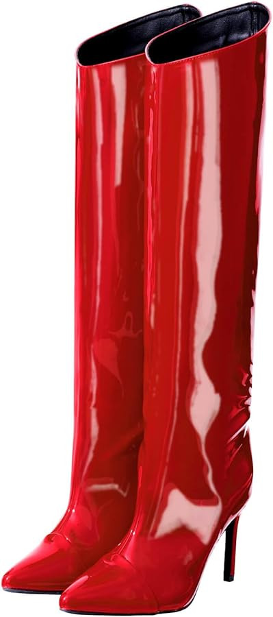 Shoe'N Tale Women's Knee High Boots Pointed Toe Stiletto High Heel Metallic Party Dressy Slip-on ... | Amazon (US)