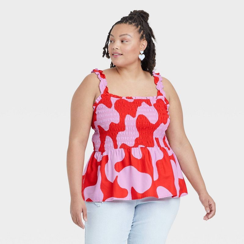 Women's Plus Size Smocked Peplum Tank Top - Ava & Viv™ | Target