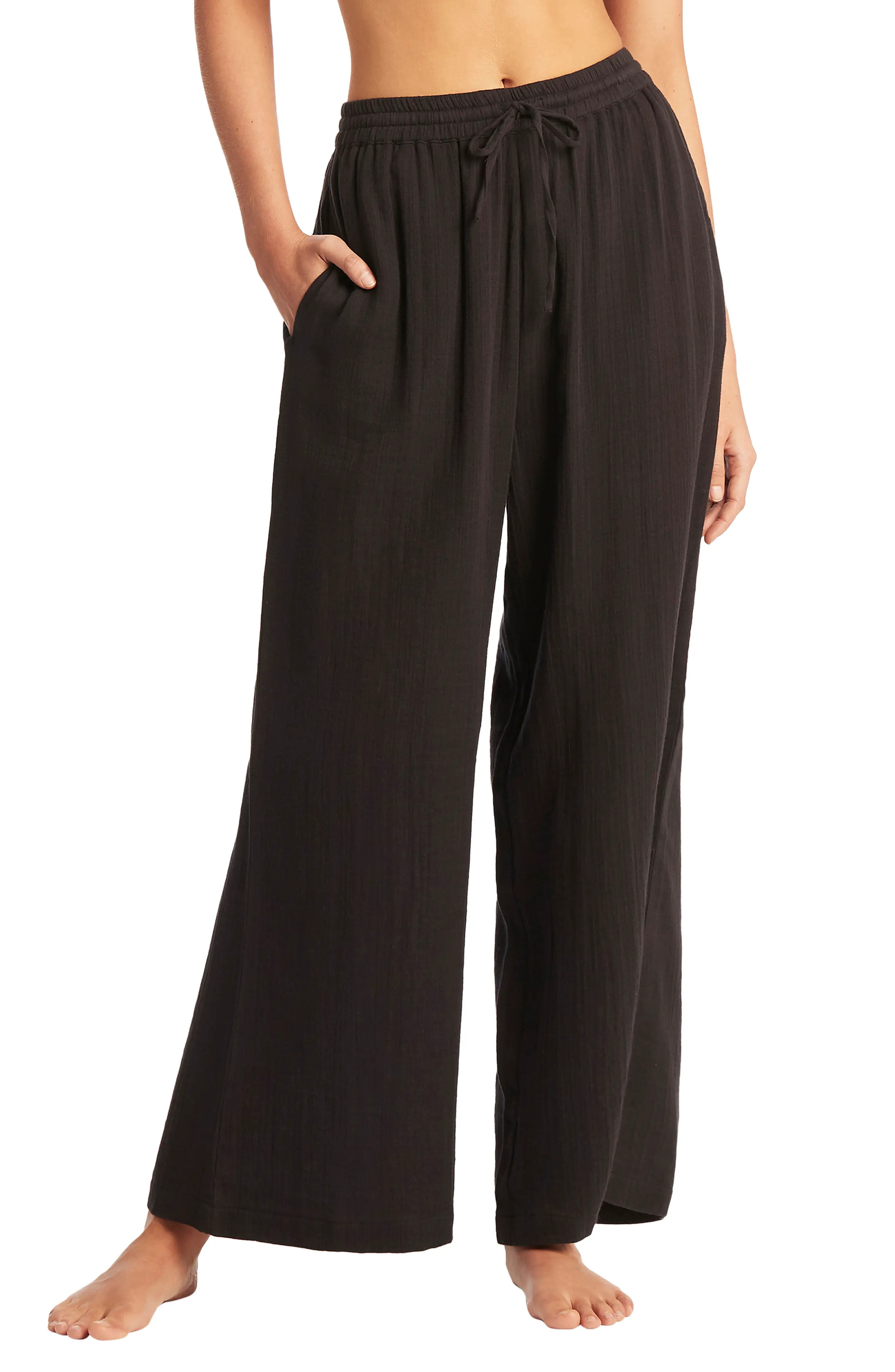 Sunset Beach High Waist Cotton Gauze Cover-Up Pants (Women) | Nordstrom | Nordstrom