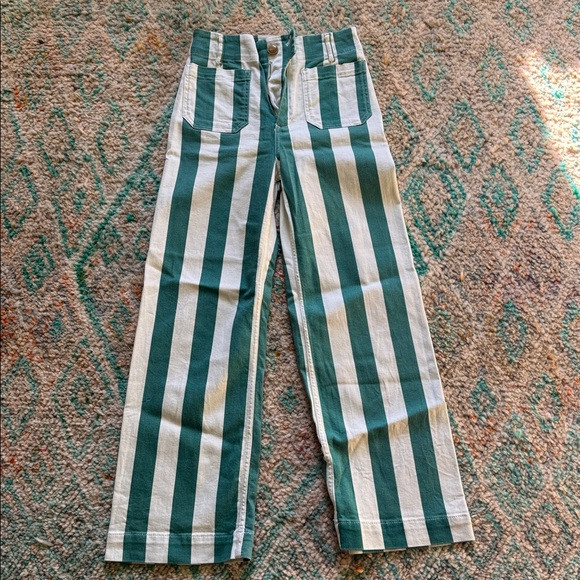 Anthropologie Colette Green and White Striped Pants | Poshmark